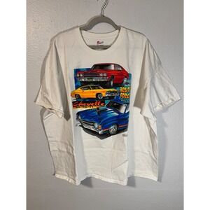 Brute Force Chevy Chevelle Muscle Car Graphic T-Shirt White 3XL
